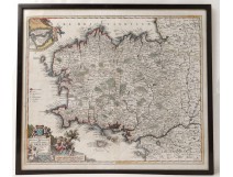 Watercolor map Britain signed etching Homann Ducatus Britaniae XVIII