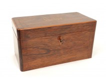 Tea box casket Charles X rosewood antique french nineteenth lemon