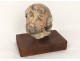 Religious Saint Sculpture head character polychrome stone sixteenth seventeenth