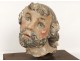 Religious Saint Sculpture head character polychrome stone sixteenth seventeenth