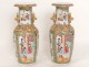 Pair of porcelain vases Canton Chinese characters female dragons nineteenth birds