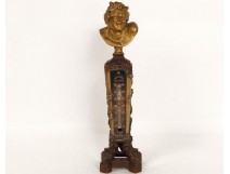 Thermometer bronze bust wildlife satyr C.Villain vine Napoleon III nineteenth