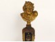 Thermometer bronze bust wildlife satyr C.Villain vine Napoleon III nineteenth