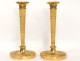 Paire bougeoirs flambeaux bronze doré Directoire candlesticks XVIIIè siècle