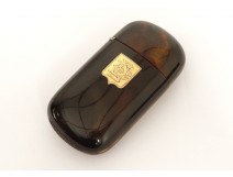 Etui boîte allumettes écaille blason monogramme Napoléon III XIXème siècle