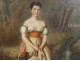 HST painting portrait young woman dog waterfall landscape nineteenth French School