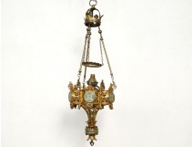 Ormolu chandelier church pilot cloisonné enamel cross Napoleon III 19th