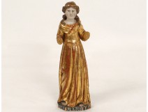 Small sculpture statue Blessed Virgin Mary carved gilt XVIII