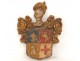 Coat of arms carved wooden cross potent lily knight lion Old Regime XVI