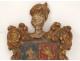 Coat of arms carved wooden cross potent lily knight lion Old Regime XVI