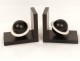 Pair of wooden bookends planet Saturn Ebony Art Deco antique french XX