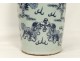 Grand vase porcelaine chinoise blanc-bleu lions chiens Fô Chine XIXè siècle