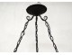 Wrought iron chandelier suspended glass paste Degué landscape leaves Art Deco XXth