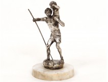 Silvered bronze sculpture Henry Fugère Saint Kitts child nineteenth marble