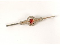 18K solid gold jewel brooch small rubies gold diamond brooch twentieth century