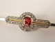 18K solid gold jewel brooch small rubies gold diamond brooch twentieth century