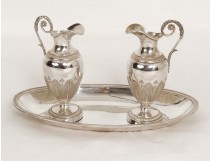 Pair silver plate cruet old man goldsmith Thierry 366gr XIX