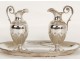 Pair silver plate cruet old man goldsmith Thierry 366gr XIX