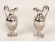 Pair silver plate cruet old man goldsmith Thierry 366gr XIX