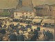 Watercolor gouache scene Quimperlé market Barnoin Henri Breton school twentieth