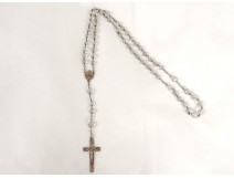 Chapelet argent massif verre taillé Christ rosaire rosary XIXème siècle