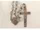 Chapelet argent massif verre taillé Christ rosaire rosary XIXème siècle