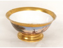 Paris porcelain bowl Cup boats landscapes characters Empire XIX