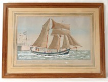 Rare blech boat schooner La Vendée Gilbert Pajot Sables d&#39;Olonne twentieth