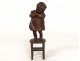 Bronze sculpture Juan Clara small chair girl child girl flesh twentieth century