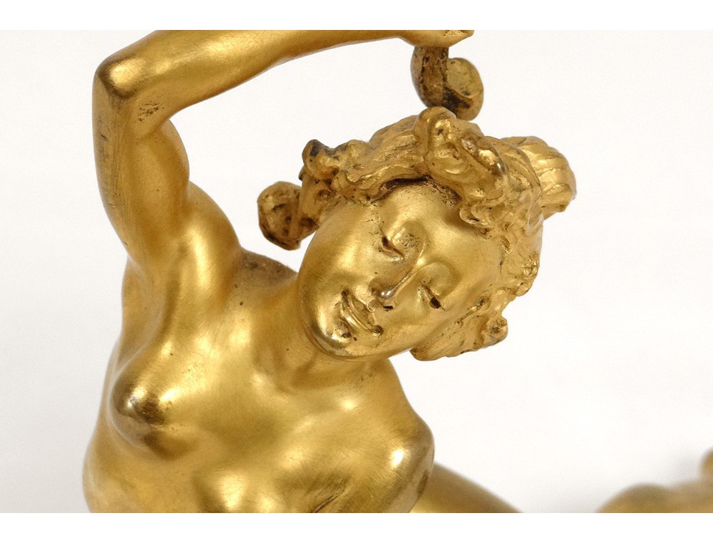 Gilt Bronze Nude Lady On Horseshoe Signed buy Recipon