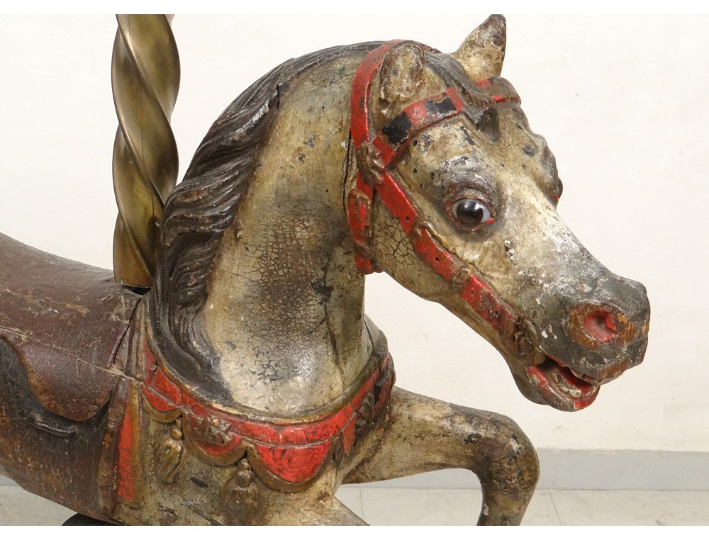 Proantic: Cheval De Manège En Bois Sculpté Polychromé d'époque Art