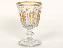 Charles X crystal goblet engraved gilt flowers nineteenth century Baccarat