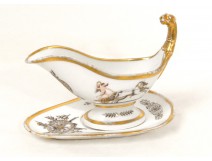 Sèvres porcelain sauceboat Love antique décor weapons char palmettes XIX