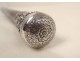 Silver metal pommel wooden cane flowers animals monkey french nineteenth cane