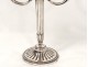 Pair of Louis XVI candelabra silvered bronze candlesticks hunting horn Fontana 19th