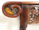 Console table of exotic wood carved marble altar Chinese XIX flowers