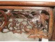 Console table of exotic wood carved marble altar Chinese XIX flowers