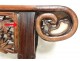 Console table of exotic wood carved marble altar Chinese XIX flowers