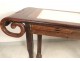 Console table of exotic wood carved marble altar Chinese XIX flowers