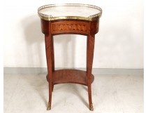 Louis XVI bedside table inlaid marble kidney brass Napoleon III nineteenth