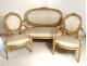 Salon Louis XVI giltwood armchairs bench Napoleon III nineteenth flowers