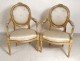 Salon Louis XVI giltwood armchairs bench Napoleon III nineteenth flowers