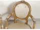 Salon Louis XVI giltwood armchairs bench Napoleon III nineteenth flowers