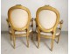 Salon Louis XVI giltwood armchairs bench Napoleon III nineteenth flowers