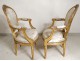 Salon Louis XVI giltwood armchairs bench Napoleon III nineteenth flowers