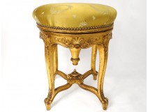 Piano stool Louis XV gilt wood scultpé shells stool Napoleon III nineteenth