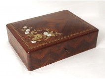 Box box set rosewood brass inlay chips Napoleon III nineteenth