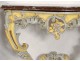 Console Louis XV carved wood painted shell royal red marble XVIII