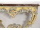 Console Louis XV carved wood painted shell royal red marble XVIII