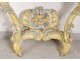 Console Louis XV carved wood painted shell royal red marble XVIII